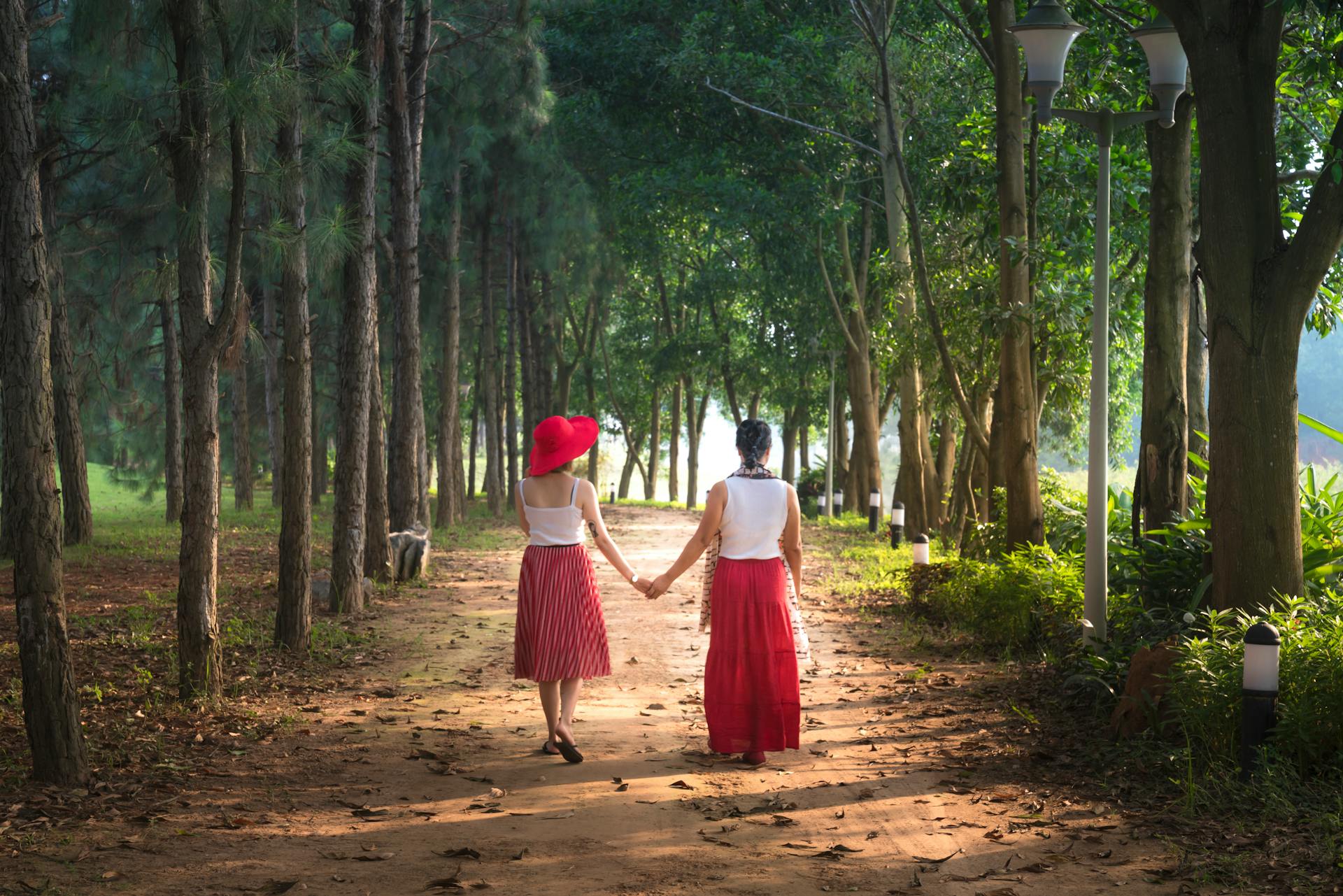 Women to Women - image of 2 women walking in the woods.